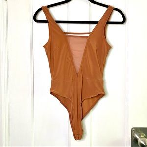 NWT Forever 21 Deep V-Neck Sheer Cleavage Bodysuit